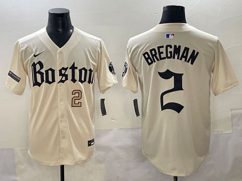 Men 2025 Boston Red Sox #2 Bregman Cream Five generations Joint Name Nike MLB Jersey style 4